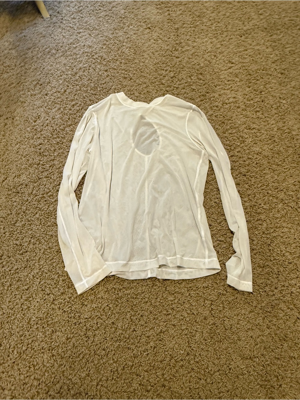 lululemon athletica White Long Sleeve Sheer Crewneck Top